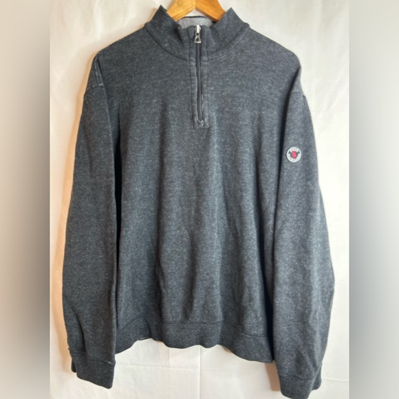 Polo Ralph Lauren Charcoal Reversible Cotton 1/4 Zip Sweater Size Large - Picture 1 of 10